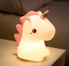 Lampa de veghe pentru camera copii THD SL2 LED Model Unicorn Senzor tactil Alb 