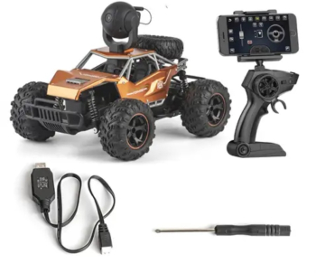 Masina off-road copii si adulti THD M9 camera video 720p radio control wifi scara 1 14 culoarea maro