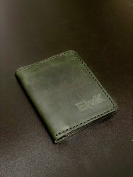 Portofel barbati din piele naturala lucrat si cusut manual Adam Handmade Verde-Inchis/ Kaki Produs in Romania 