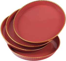 Set 4 platouri servire rotund rosu 15x15x2 cm