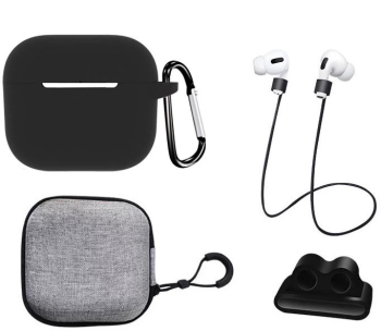 Set extins 5 in 1 marca THD pentru protectia castilor Apple Airpods 3 culoarea negru 