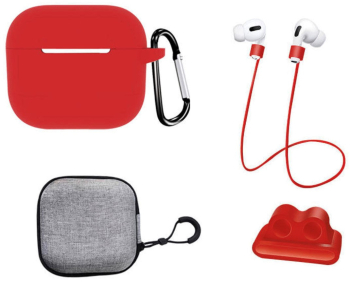 Set extins 5 in 1 marca THD pentru protectia castilor Apple Airpods 3 culoarea rosu 