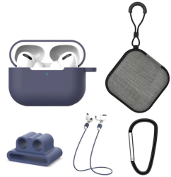 Set extins 5 in 1 pentru protectia castilor Apple Airpods Pro culoarea albastru denim 
