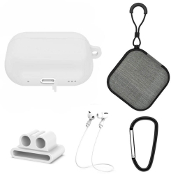 Set extins 5 in 1 pentru protectia castilor Apple Airpods Pro generatia 2 culoarea alba 