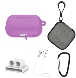 Set extins 5 in 1 pentru protectia castilor Apple Airpods Pro generatia 2 culoarea mov deep purple 