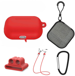 Set extins 5 in 1 pentru protectia castilor Apple Airpods Pro generatia 2 culoarea rosie 