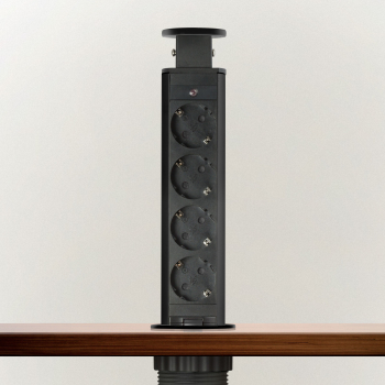 Distribuitor electric ascuns - 4 prize - negru lucios - Delight 