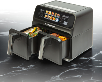 Friteuza cu aer - Airfryer - XXL - 230V - 2200W - cos dublu display tactil color - 4+4 L 