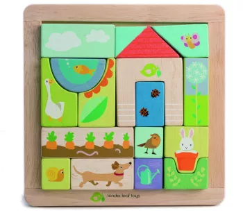 Puzzle educativ ilustratii din gradina din lemn 17 piese