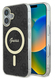 Husa pentru iPhone 16 - Guess IML 4G MagSafe GUHMP16SH4STK - Black 