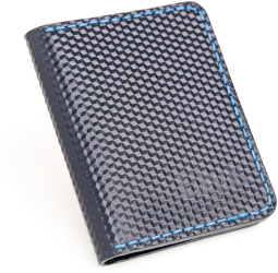 Portofel barbati din piele naturala lucrat si cusut manual Adam Handmade Bleumarin 3D print Produs in Romania 