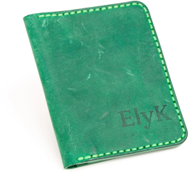 Portofel barbati din piele naturala lucrat si cusut manual Adam Handmade Verde deschis Produs in Romania 