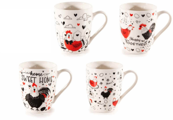 Set 8 cani Chicken portelan multicolor 8x10.5 cm 350 ml 
