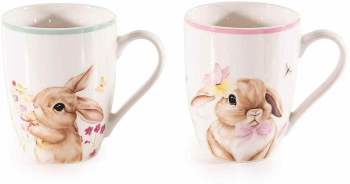 Set 8 cani Iepuras portelan multicolor 8x10.5 cm 350 ml 