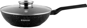 Tigaie wok cu capac marmorata 28 cm Negru 