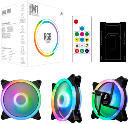 Kit Ventilatoare 1stPlayer COMBO M1 RGB controller si telecomanda set 3 buc Negru 