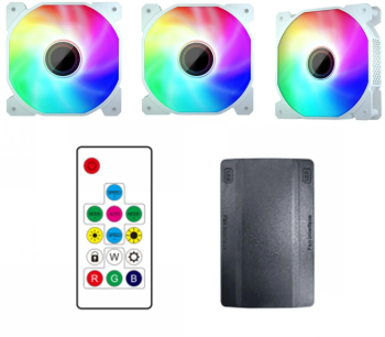 Ventilatoare 1stPlayer Combo FIS-wh aRGB controller si telecomanda set 3 buc Alb 