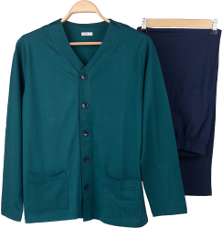 Pijamale barbati cu nasturi 3470 bumbac Aydogan-Verde-M INTL 