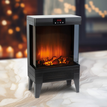 Semineu electric - 1000/2000 W Bewello - incalzitor radiant + LED - 37 x 22 x 56 cm