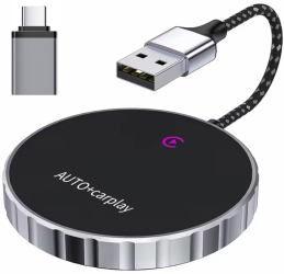Adaptor Auto Wireless 2 in 1 goBERA® Compatibil IOS 10+ si Android 11+ Modul Apple CarPlay si Android Auto WiFi 5Ghz Procesor AI Pe 