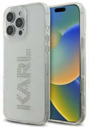 Husa pentru iPhone 16 Pro Max - Karl Lagerfeld IML Rhinestones KLHCP16XHKLSTDCT - Transparent Logo 