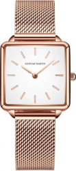 Ceas de dama Hannah Martin Otel inoxidabil Bratara reglabila Analog Quartz Auriu/Alb 
