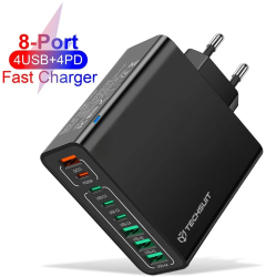 Incarcator Priza 4 x USB 4 X Type-C Fast Charging 65W - Techsuit CHPD224 - Black 