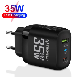 Incarcator Priza GaN USB Type-C 35W - Techsuit CHPD174 - Black 
