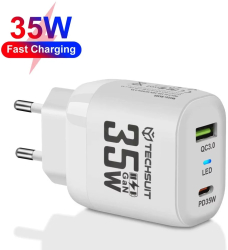 Incarcator Priza GaN USB Type-C 35W - Techsuit CHPD174 - White 