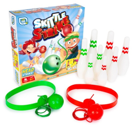 Joc de societate Skittles Strike cu 8 popice din plastic R05-0704 