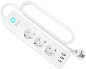 Prelungitor inteligent Gosund P1 Plus Wi-Fi 3 prize 3xUSB 15W 3A intrerupator 1.5 m compatibil Alexa si Google Assistant Android/iO 