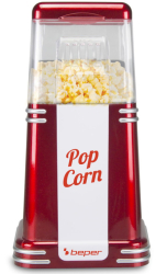 Aparat de facut popcorn cu aer cald Beper 90.590Y 1200 W 260 ml design compact retentie de caldura rosu/alb 