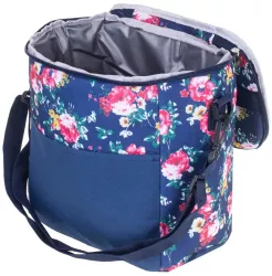 Geanta termoizolanta pentru picnic sau plaja capacitate 11l culoare Albastra cu flori 