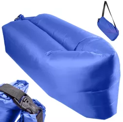Saltea Autogonflabila Lazy Bag tip sezlong 230 x 70cm culoare Bleumarin pentru camping plaja sau piscina 