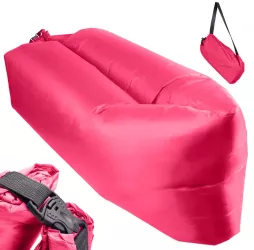Saltea Autogonflabila Lazy Bag tip sezlong 230 x 70cm culoare Roz pentru camping plaja sau piscina 
