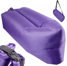 Saltea Autogonflabila Lazy Bag tip sezlong 230 x 70cm culoare Violet pentru camping plaja sau piscina 