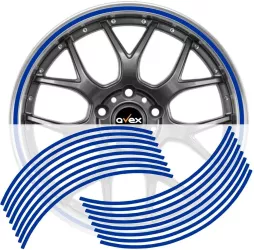 Set 16 inele din autocolant pentru jante culoare Albastru Lucios 