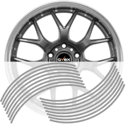 Set 16 inele din autocolant pentru jante culoare Argintiu Lucios 