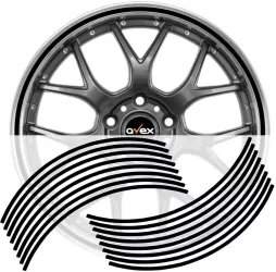 Set 16 inele din autocolant pentru jante culoare Negru Lucios 