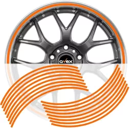 Set 16 inele din autocolant pentru jante culoare Orange Lucios 