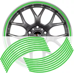 Set 16 inele din autocolant pentru jante culoare Verde Lucios 