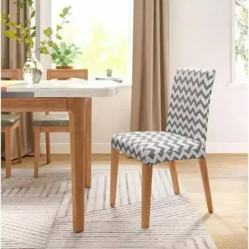 Husa universala pentru scaune clasice model WAVE culoare GRI + ALB 
