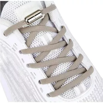 Sireturi elastice SMART pentru incaltaminte cu clema metalica culoare gri 