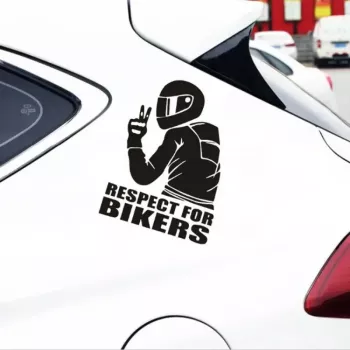 Sticker autoadeziv pentru vehicule Off Road model Respect For Bikers dimensiune 17 x 12 cm culoare Neagra 