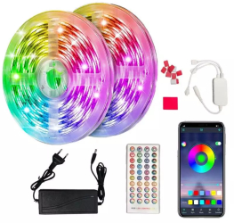 Kit Banda LED SIKS® 5050 RGB Wi-FI Exterior IP65 Control Din Telefon Telecomanda Lumina Multicolora 10 metri 2X5M Schim 