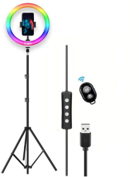 Lampa Circulara Led Ring Light SIKS Cu Lumina Alba Si RGB Telecomanda Selfie Functie Stroboscop 15 Moduri RGB Ring Light LED Make-Up 2 