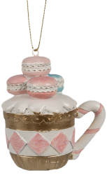 Set 2 ornamente brad Craciun Macarons polirasina multicolora 6x4x7 cm 