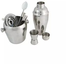 Set pentru cocktail si bauturi inox 6 piese Gonga® Argintiu