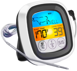 Termometru Digital Cuptor Bucatarie Sonda Otel Inoxidabil Functie Timer Alarma Magnetic Ecran Touchscreen Carne Lichide Totokita 