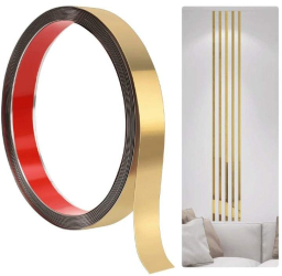 Banda Decorativa Autoadeziva EDAR Din Otel Inoxidabil Nichelat Dimensiune 200 x 1 cm Tip Rola Autocolant Pentru Design Perete Tavan Podea Mobilier Efect de Oglinda Rezistenta La Apa